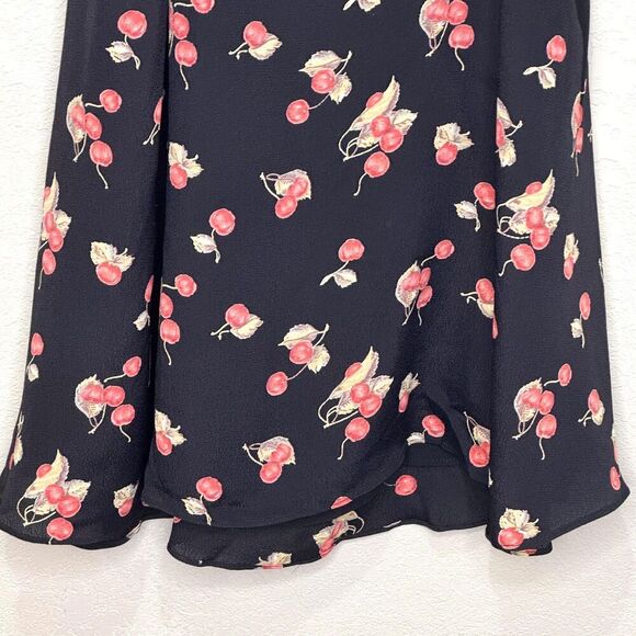 For Love & Lemons Dress Womens Small Black Cherry Print Tie Front Backless Rayon - Picture 7 of 11
